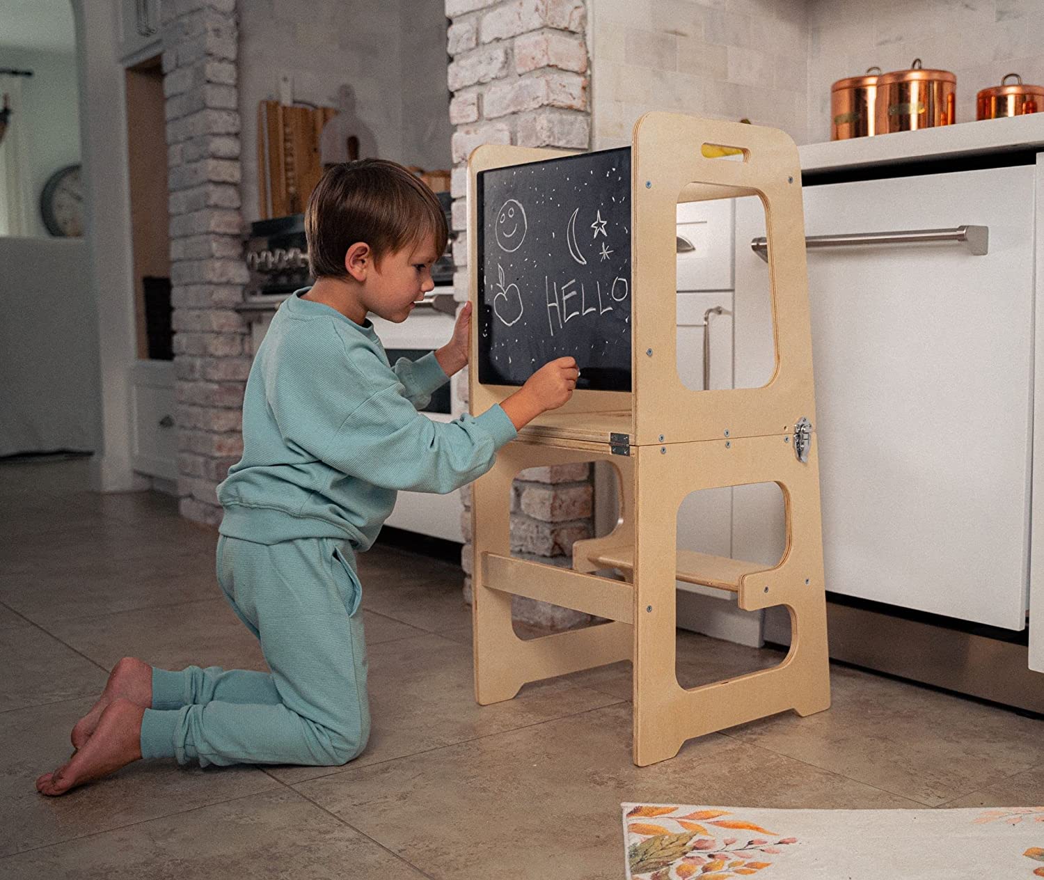 Montessori Kids Kitchen Step Stool with Chalkboard online and Safety Rail for Toddlers