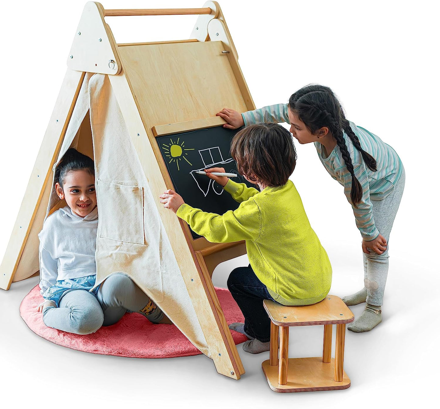 Oak - Wood Learning Tent and Climber with Desk and Chair by Avenlur