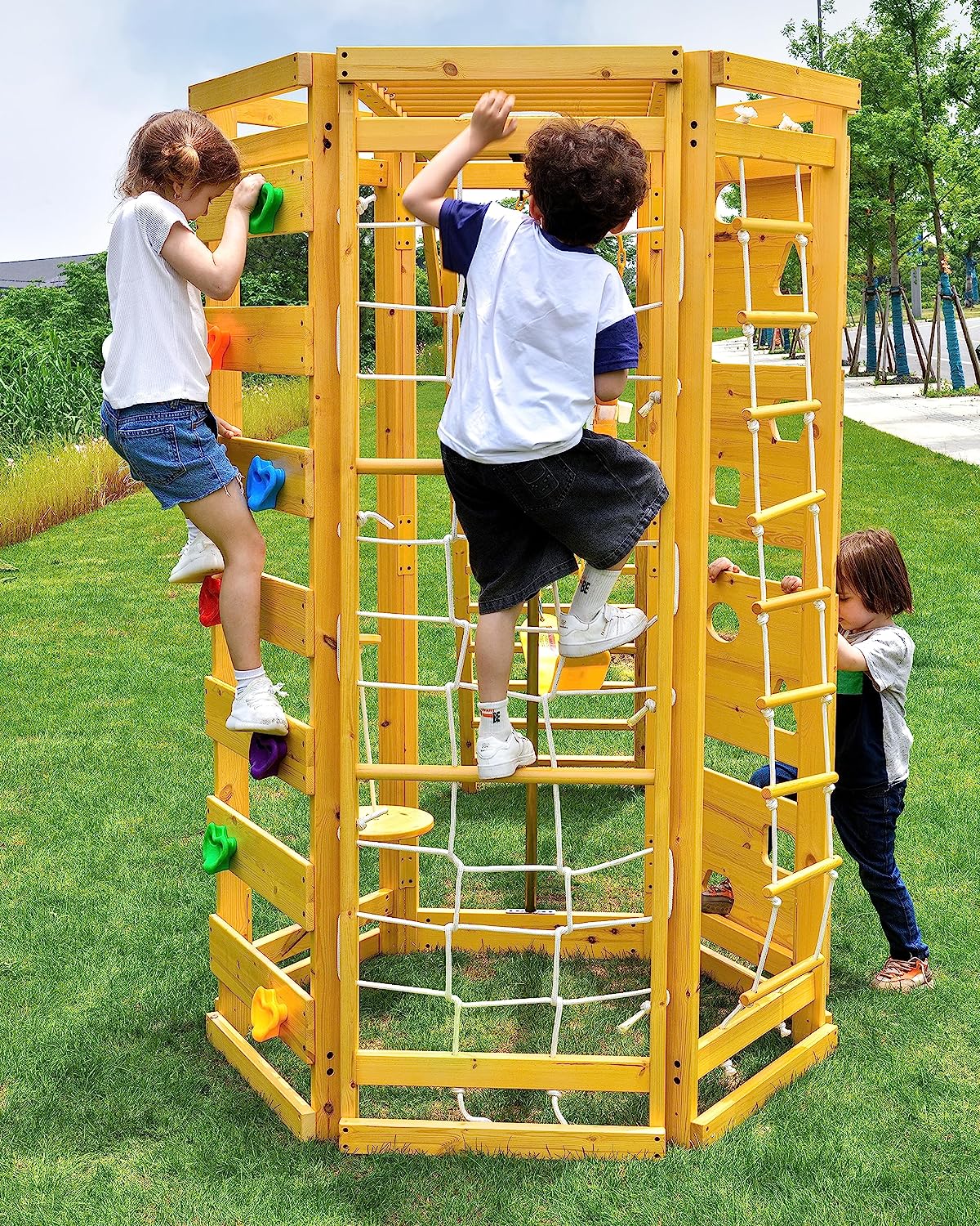 Hawthorn - Outdoor Climber with Monkey Bars, Swing, and Octagon Climber by Avenlur