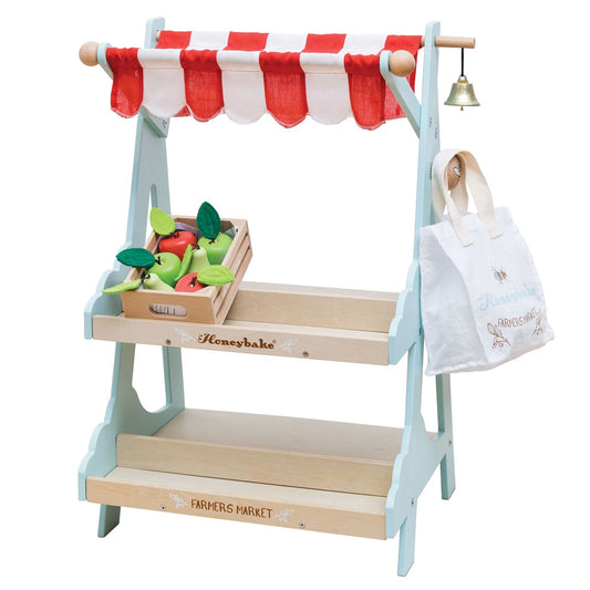 Wooden Market Stall & Fruit Play Food Crate - Roleplay Collection by Le Toy Van