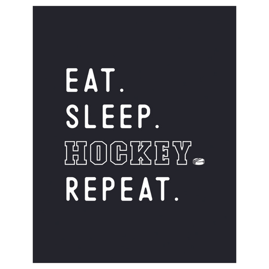 Mangez la bannière de hockey sur le sommeil