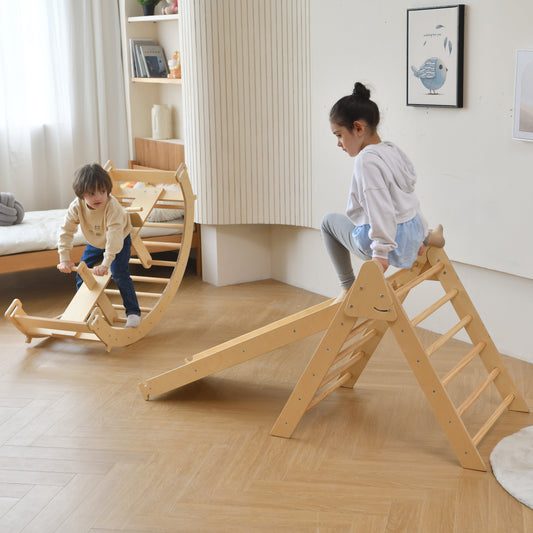 Bazel - Pikler 6-in-1  Climber with Rocker Arch and Slide Set by Avenlur
