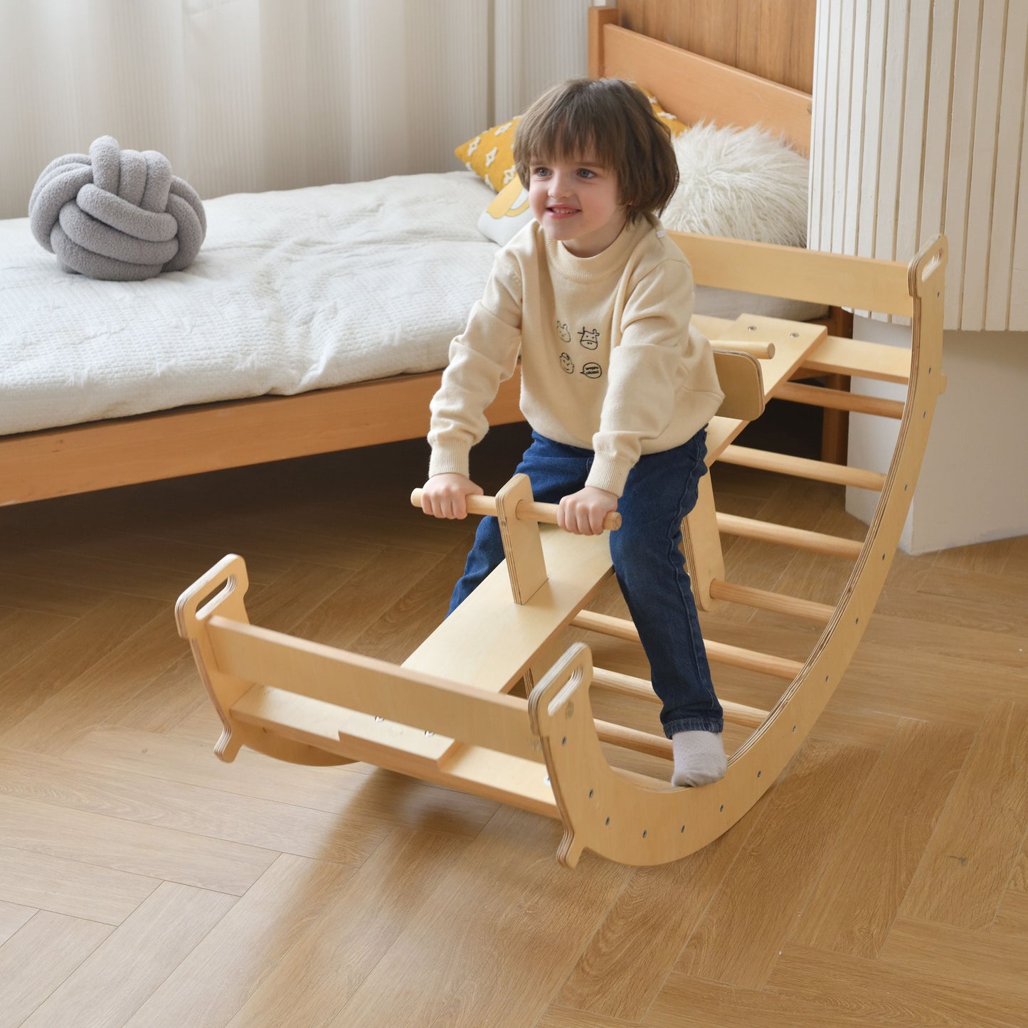 Bazel - Pikler 6-in-1  Climber with Rocker Arch and Slide Set by Avenlur