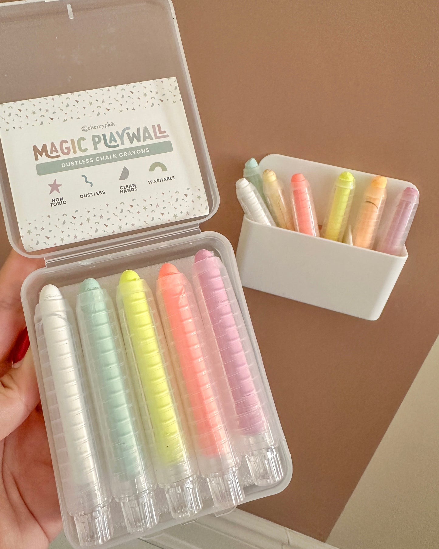 Dustless Chalk Crayons + Magnetic Holder Bundle for Magic Playwall