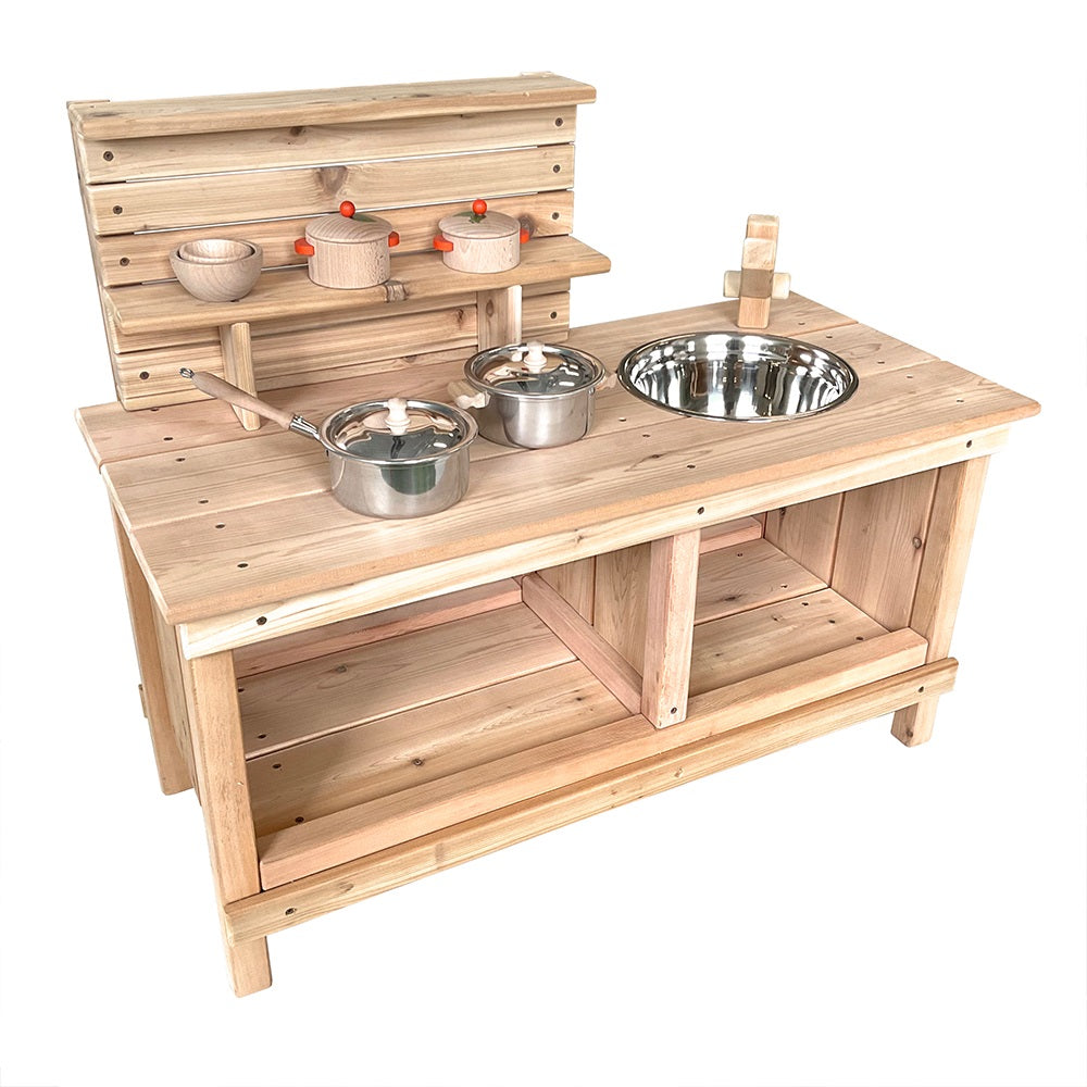 Cedar Kitchen With Shelf (20 Inches) - Just Playing (Made in Canada)