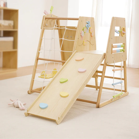 Cherry 5-in-1 Wooden Indoor Climber – Montessori Play Gym for Toddlers & Kids by Avenlur