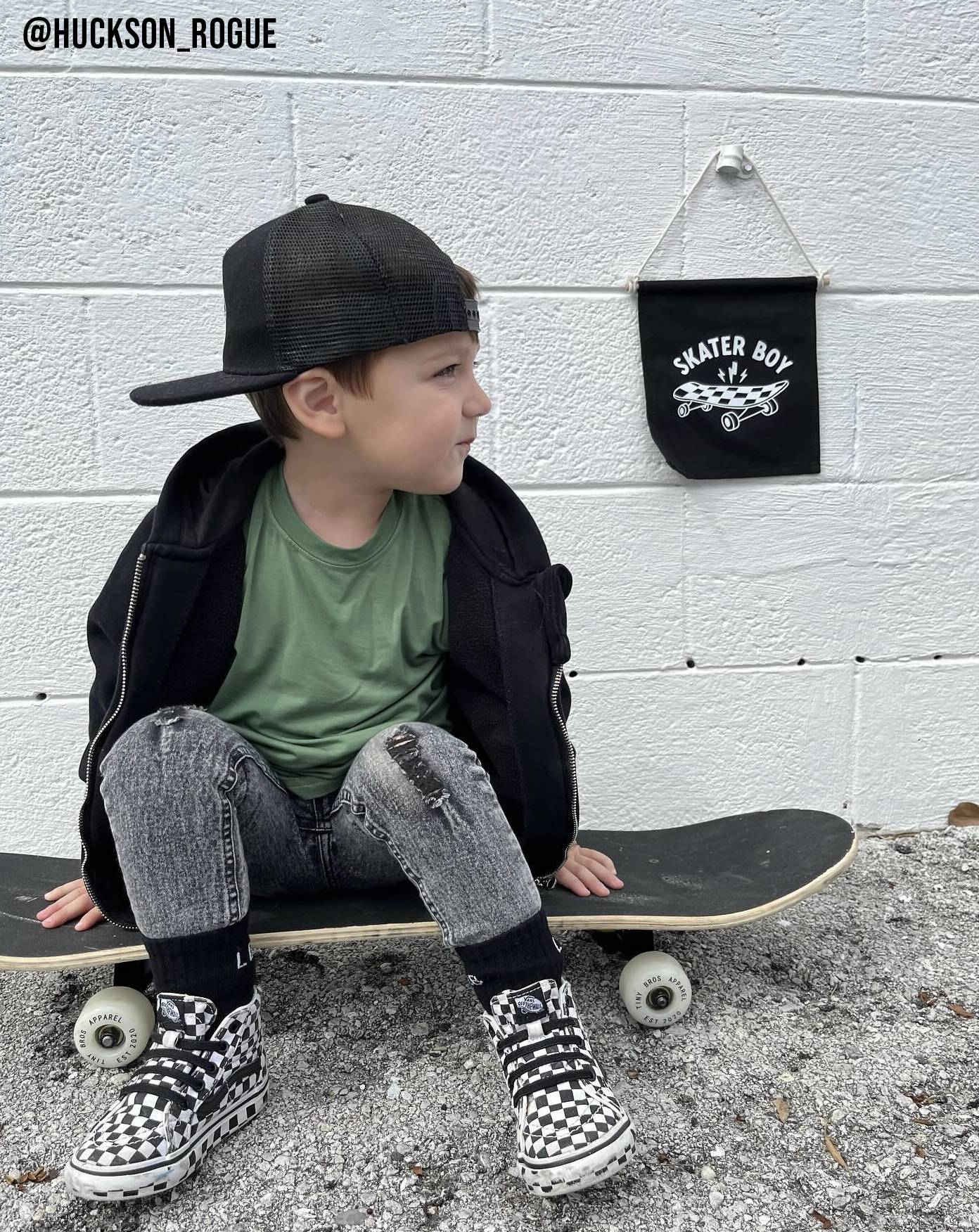 Panneau à suspendre en toile Skater Boy (noir)