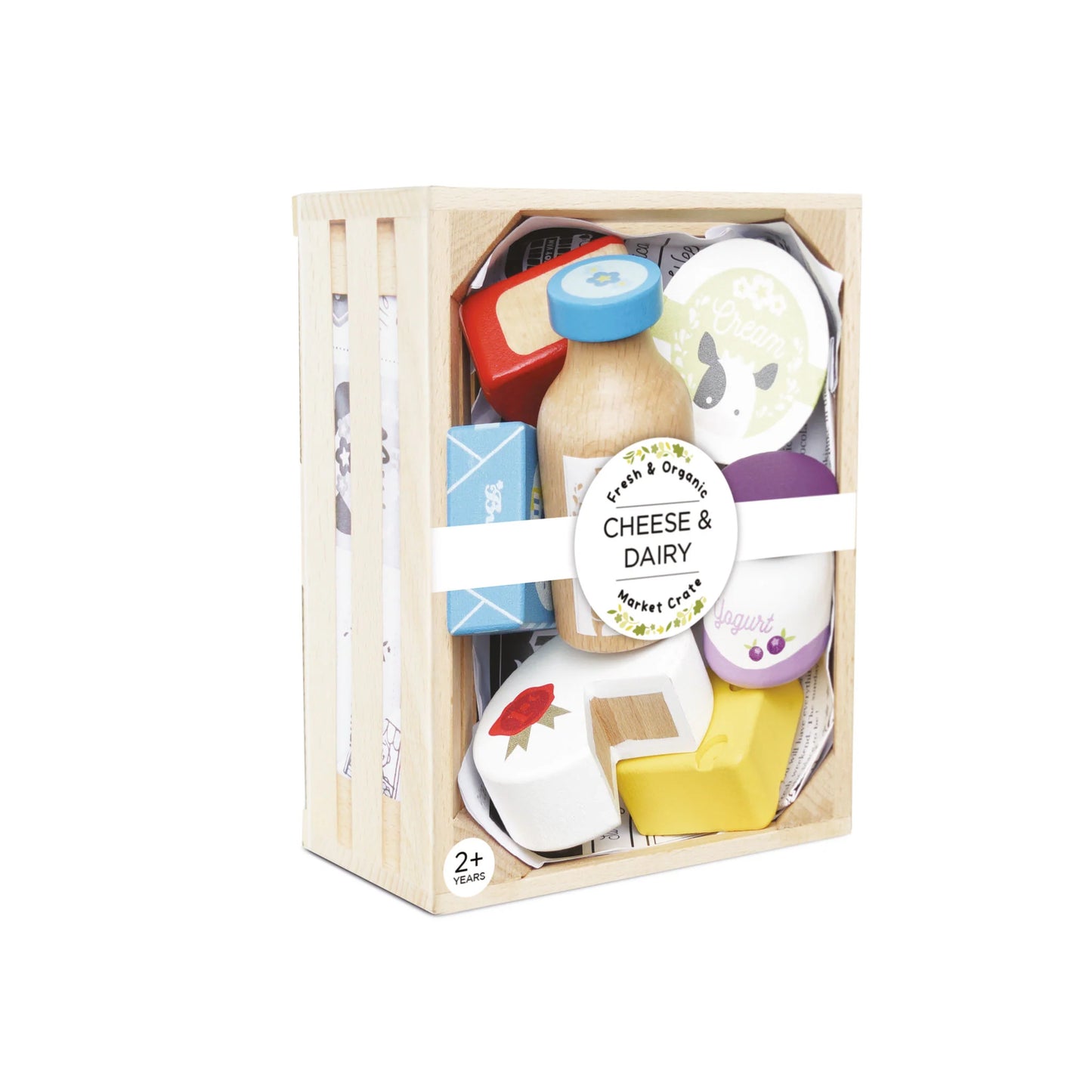 Cheese & Dairy Wooden Market Crate - Wooden Toy Food by Le Toy Van