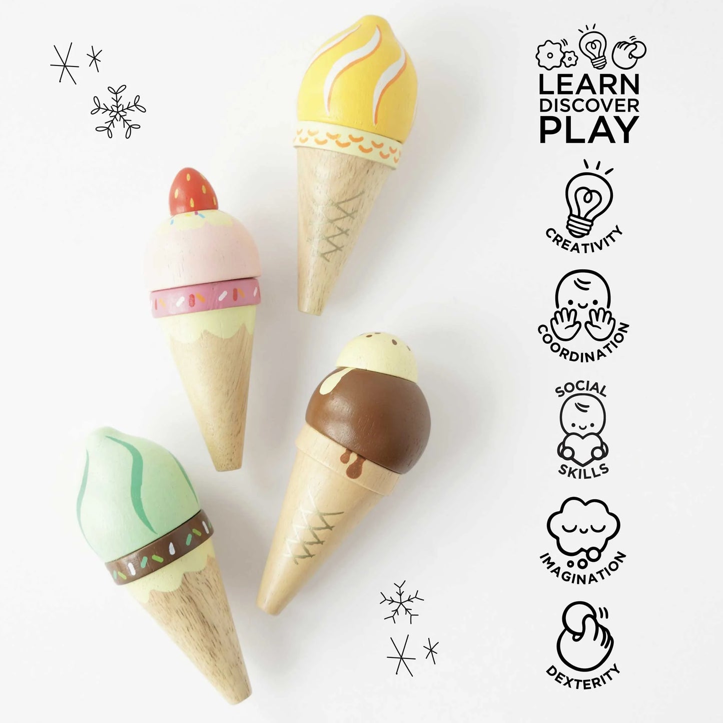 Wooden Ice Cream Cones Set -  Wooden Toy Food by Le Toy Van