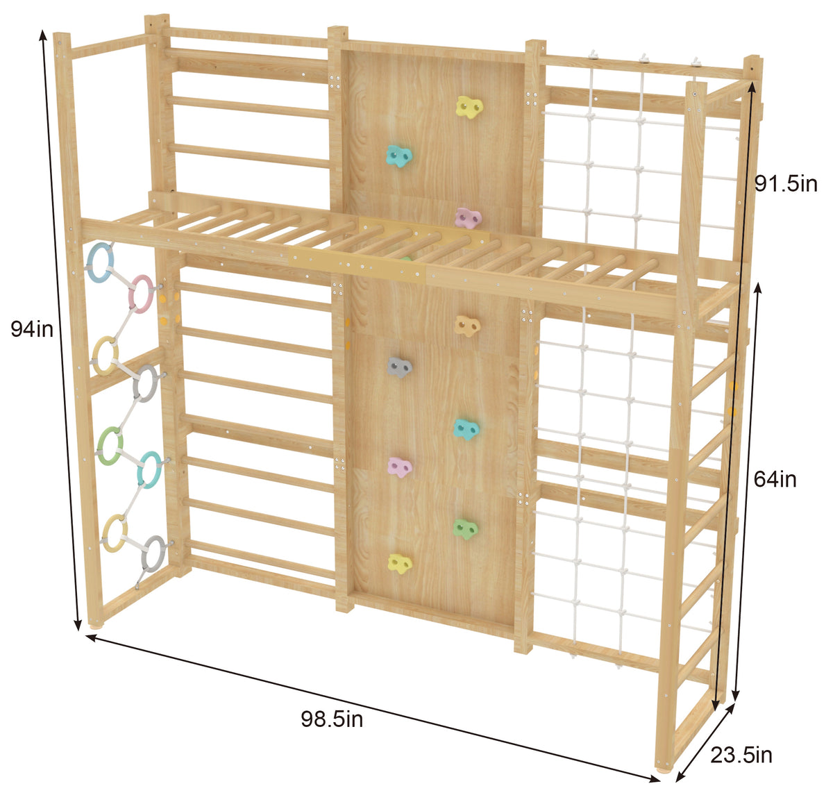 Monkey Bar Attachment – For 95 Inch MODULAR Walnut Swedish Ladder by Avenlur