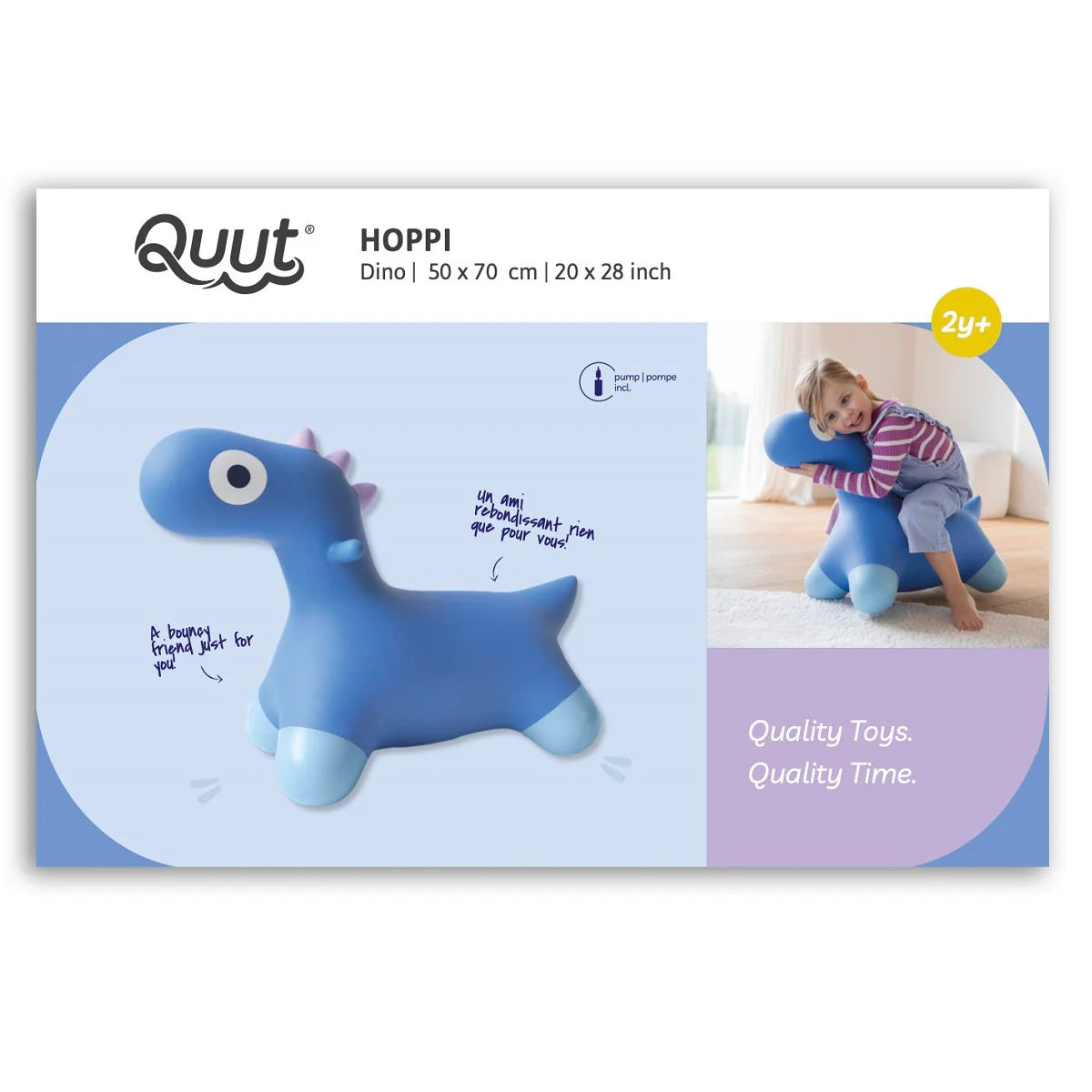 (DAMAGED BOX) Hoppi Bouncing Dinosaur Blue- Quut