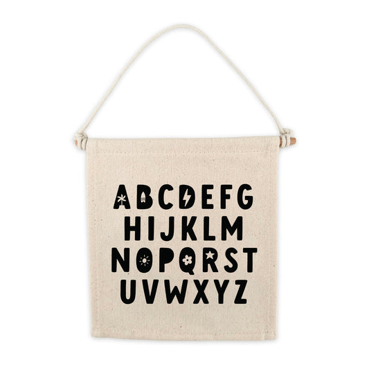 Alphabet (Black) Canvas Hang Sign