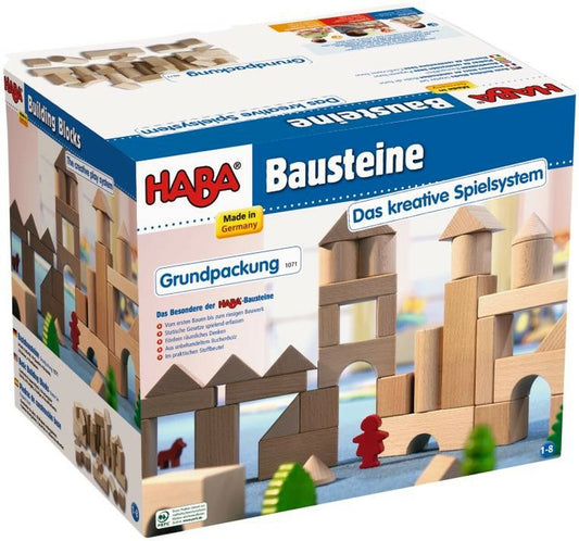 (OPEN BOX) HABA Basic Building Blocks 26 Piece  Natural Wood Starter Set