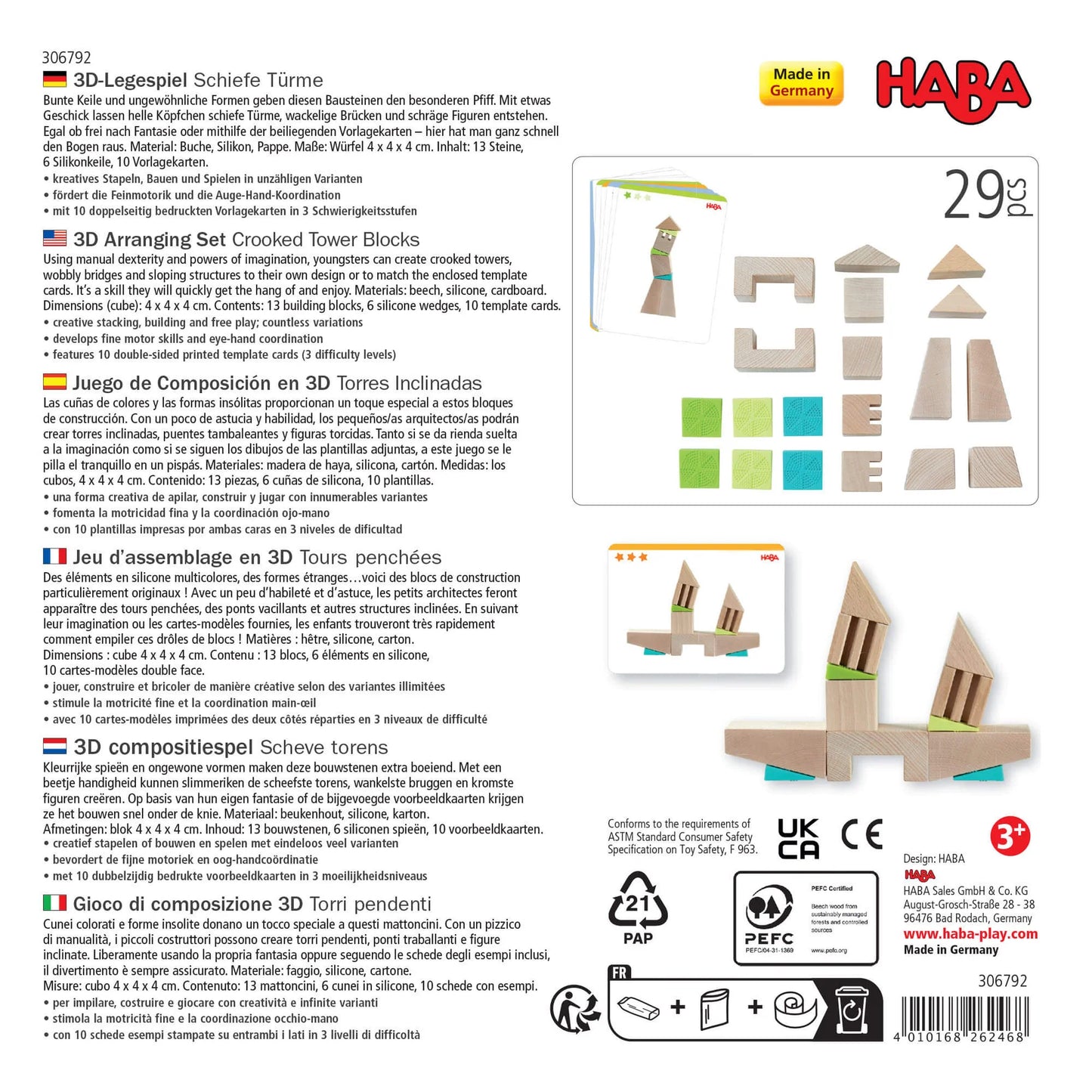 HABA Agencement 3D - Blocs en bois Tours Crooked 