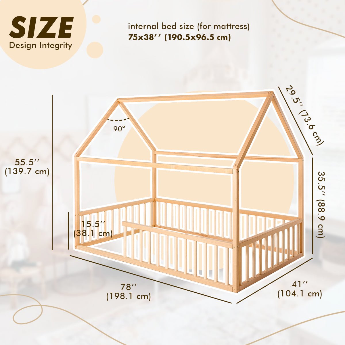 House Bed For Kids and Toddlers from 1 y.o. (US Twin-Size) + FREE GIFT