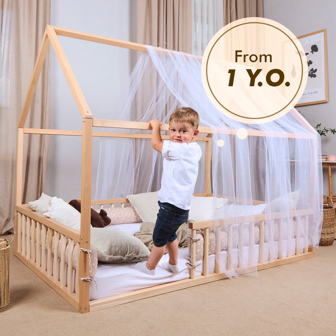 Lit maison pour enfants et tout-petits à partir de 1 an (taille double américaine) + CADEAU GRATUIT