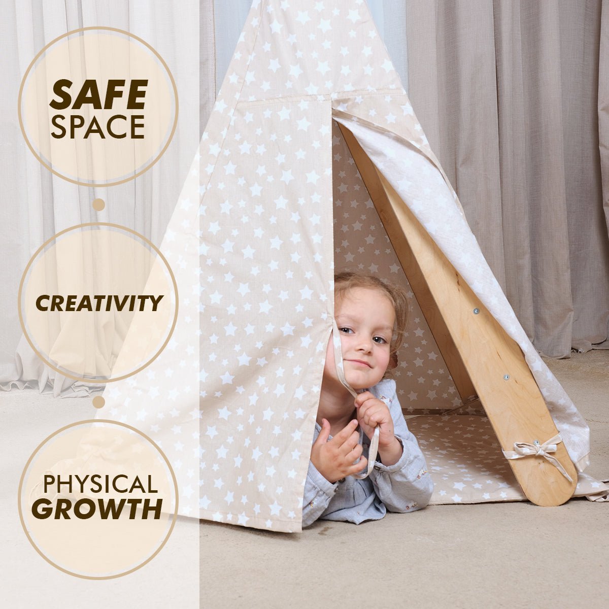 Play Tent Cover with Mat for Climbing Triangle Ladder