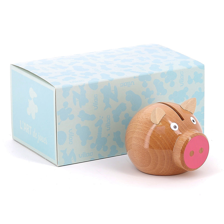 (DAMAGED BOX) Money Box - Pig, Natural and Pink - by Vilac