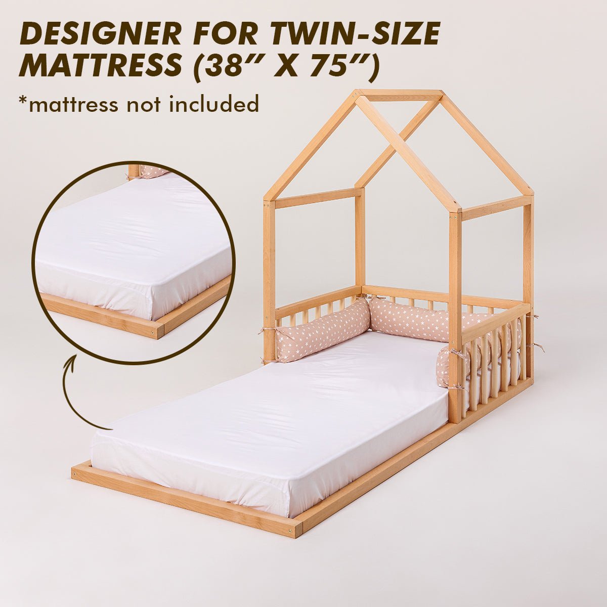 Small House Bed For Kids and Toddlers from 2 y.o. (US Twin-Size) + FREE GIFT