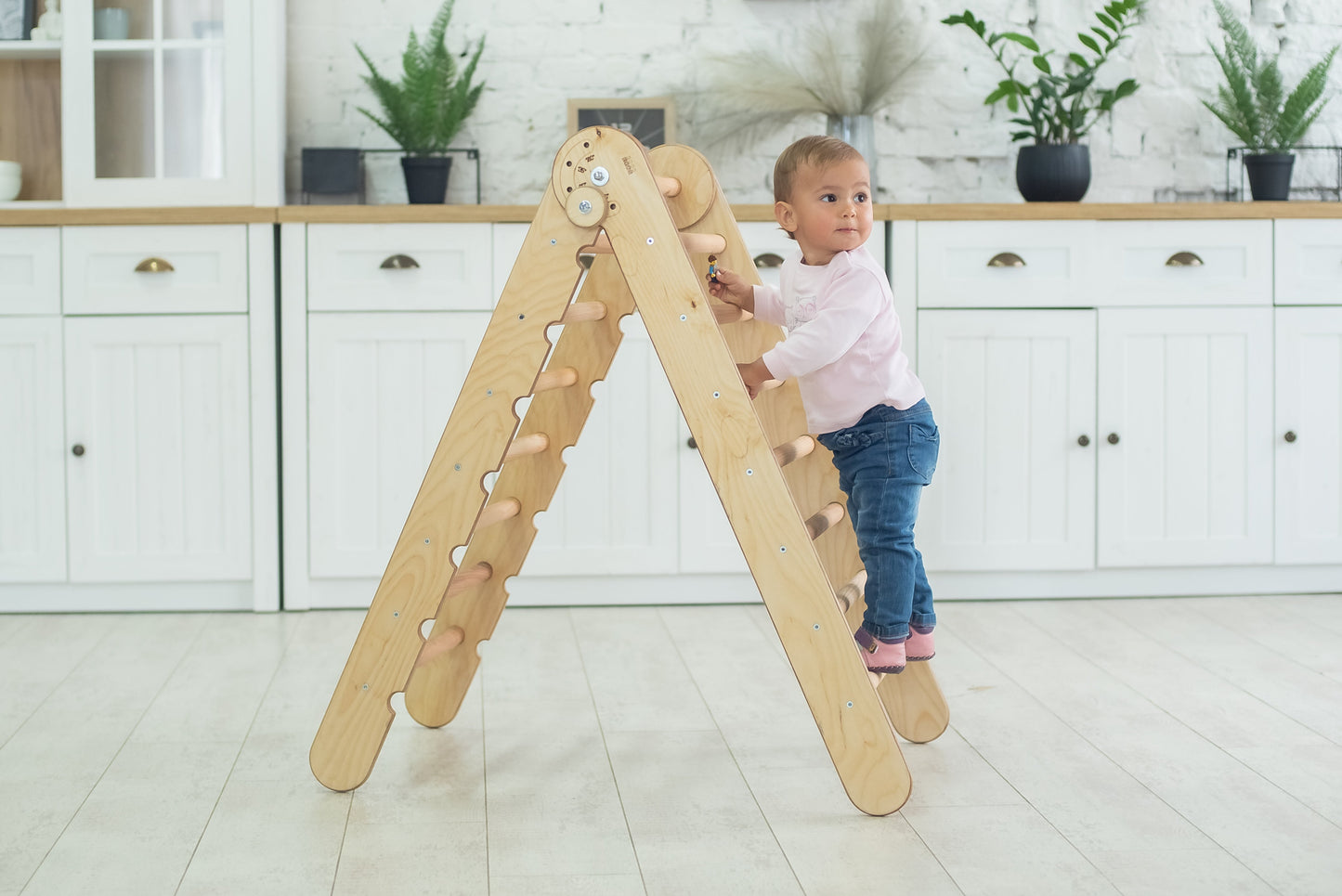 Montessori Triangle Ladder - Handmade Climber for Kids 1-7 y.o. – Beige