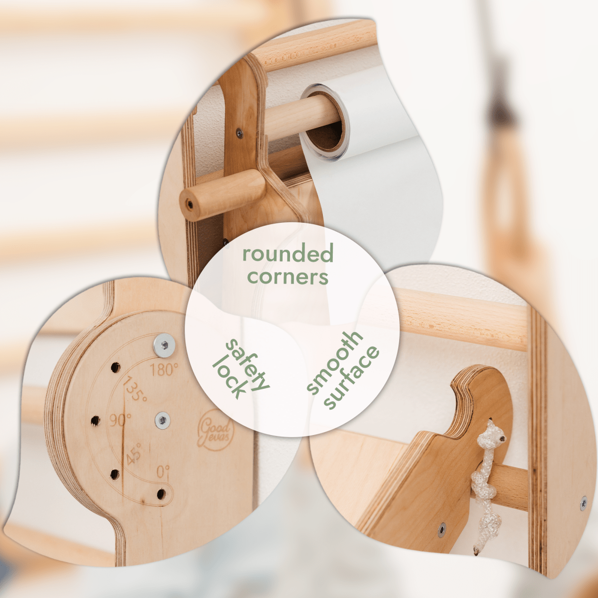 Wooden Swedish Wall 7in1/ Climbing ladder for Children + Swing Set + Slide Board + Art Add-on