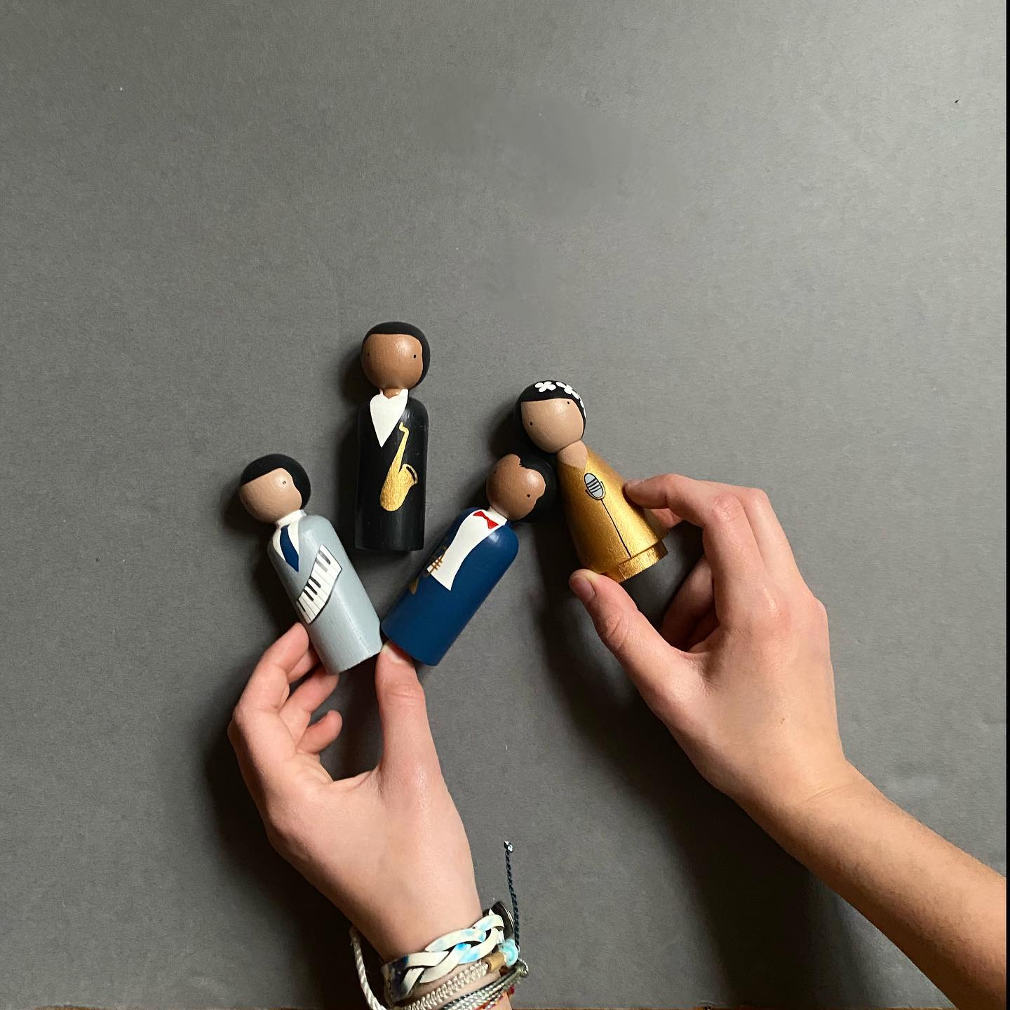 Goose Grease Wooden Peg Dolls - The Jazz Cats