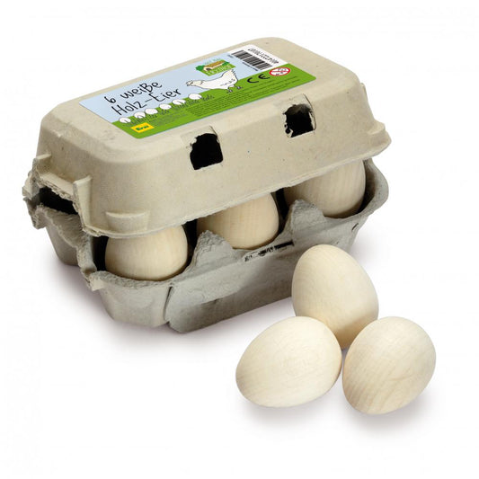 Erzi White Eggs (Six Pack) - Play Food Made in Germany
