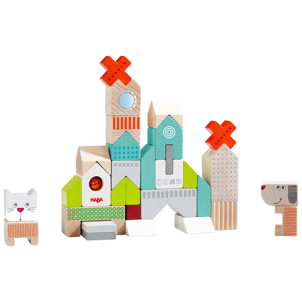 HABA Dog and Cat Wooden Building Block Set (31 Pieces)