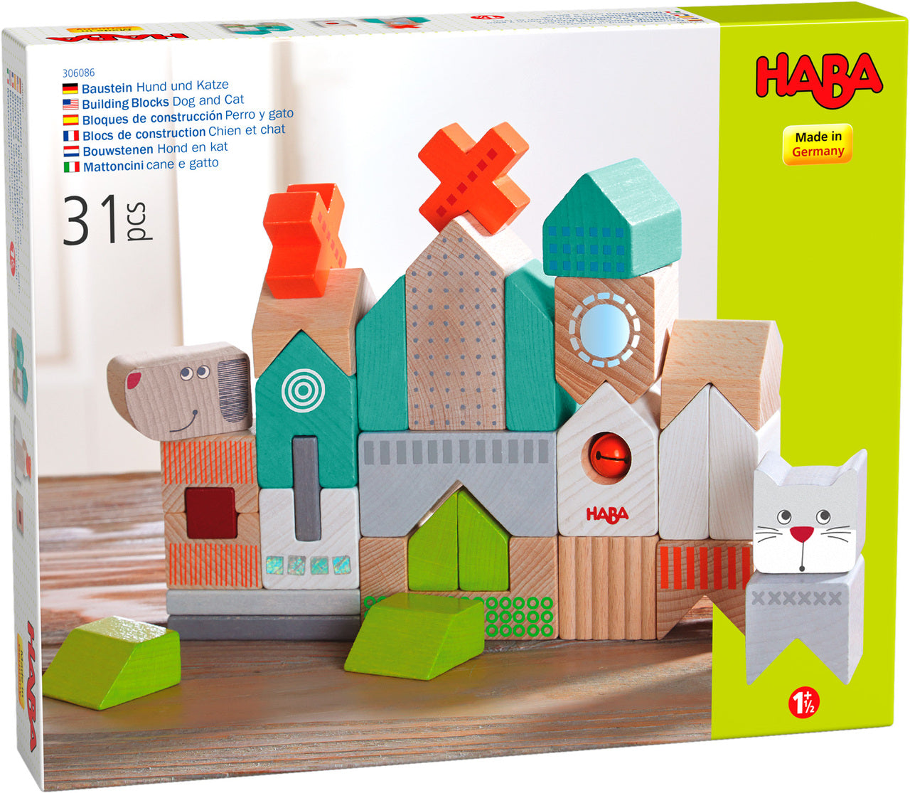 HABA Dog and Cat Wooden Building Block Set (31 Pieces)