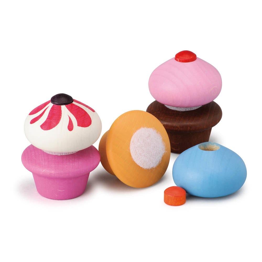 Assorted Wooden Cupcakes (Set of 3) - Play Food Made in Germany - Wood Wood Toys Canada's Favourite Montessori Toy Store
