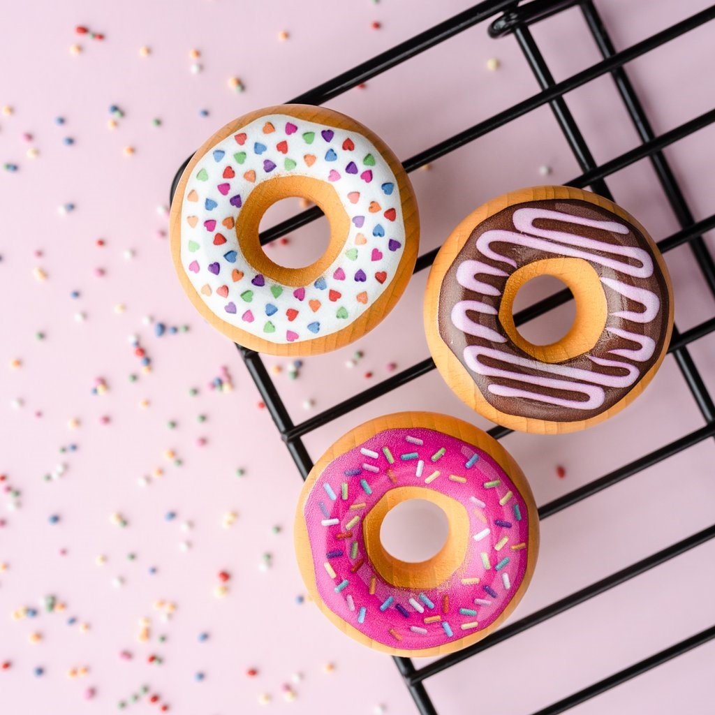 Assorted Wooden Doughnuts (Set of 3) - Play Food Made in Germany - Wood Wood Toys Canada's Favourite Montessori Toy Store