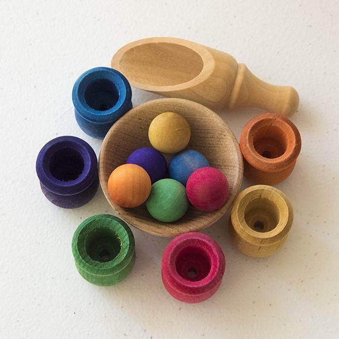 Bean Pot and Ball Cylinder Sorting Set by Legacy Learning Academy - Wood Wood Toys Canada's Favourite Montessori Toy Store