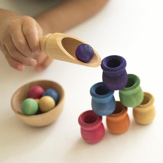 Bean Pot and Ball Cylinder Sorting Set by Legacy Learning Academy - Wood Wood Toys Canada's Favourite Montessori Toy Store