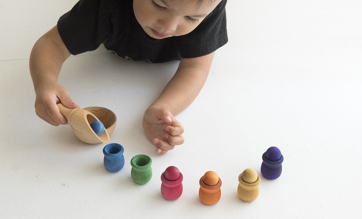 Bean Pot and Ball Cylinder Sorting Set by Legacy Learning Academy - Wood Wood Toys Canada's Favourite Montessori Toy Store