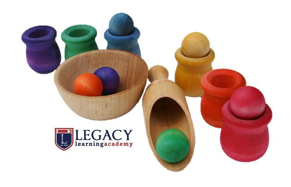 Bean Pot and Ball Cylinder Sorting Set by Legacy Learning Academy - Wood Wood Toys Canada's Favourite Montessori Toy Store