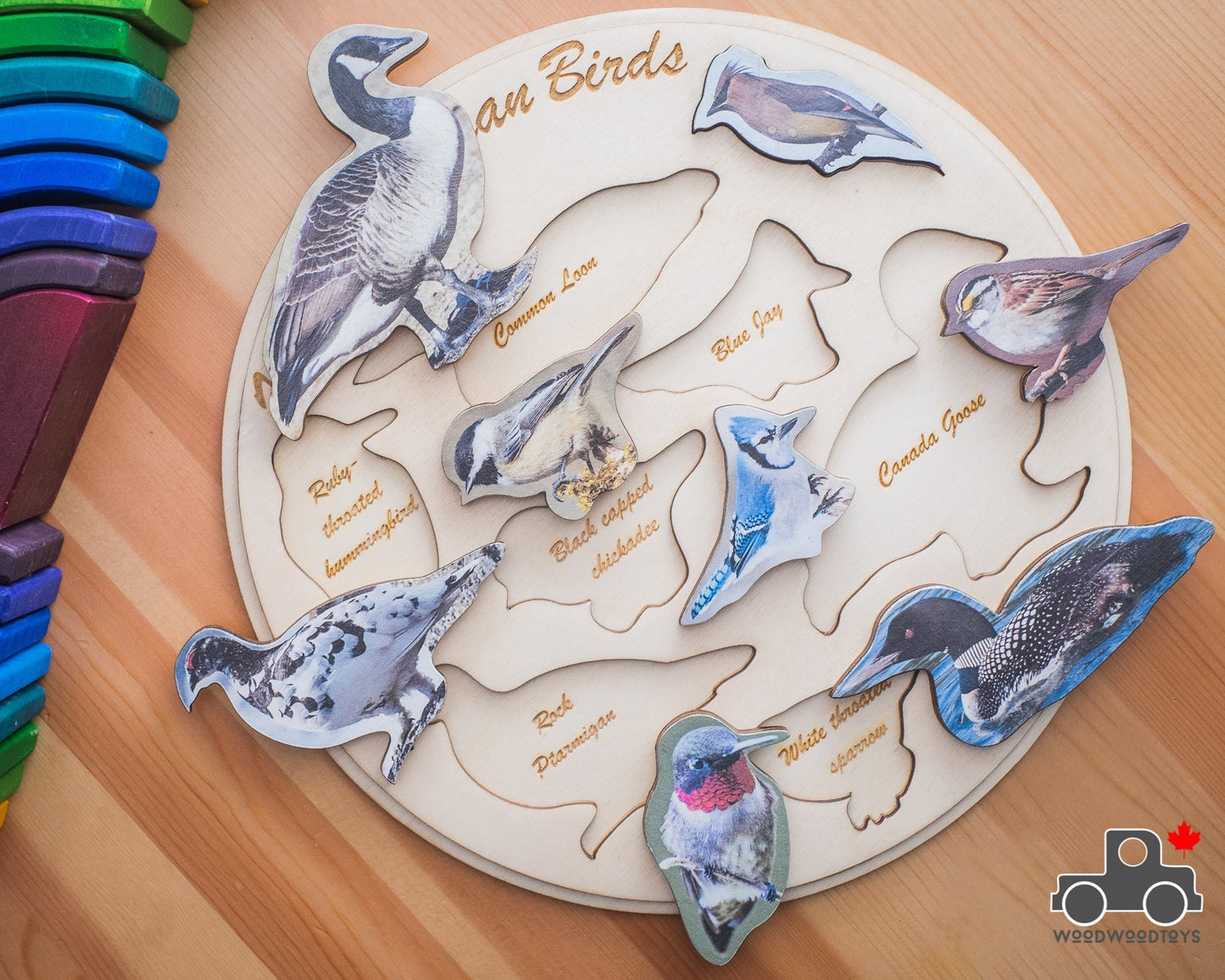 Birds of Canada Handmade Wood Wood Exclusive Puzzle - Wood Wood Toys Canada's Favourite Montessori Toy Store