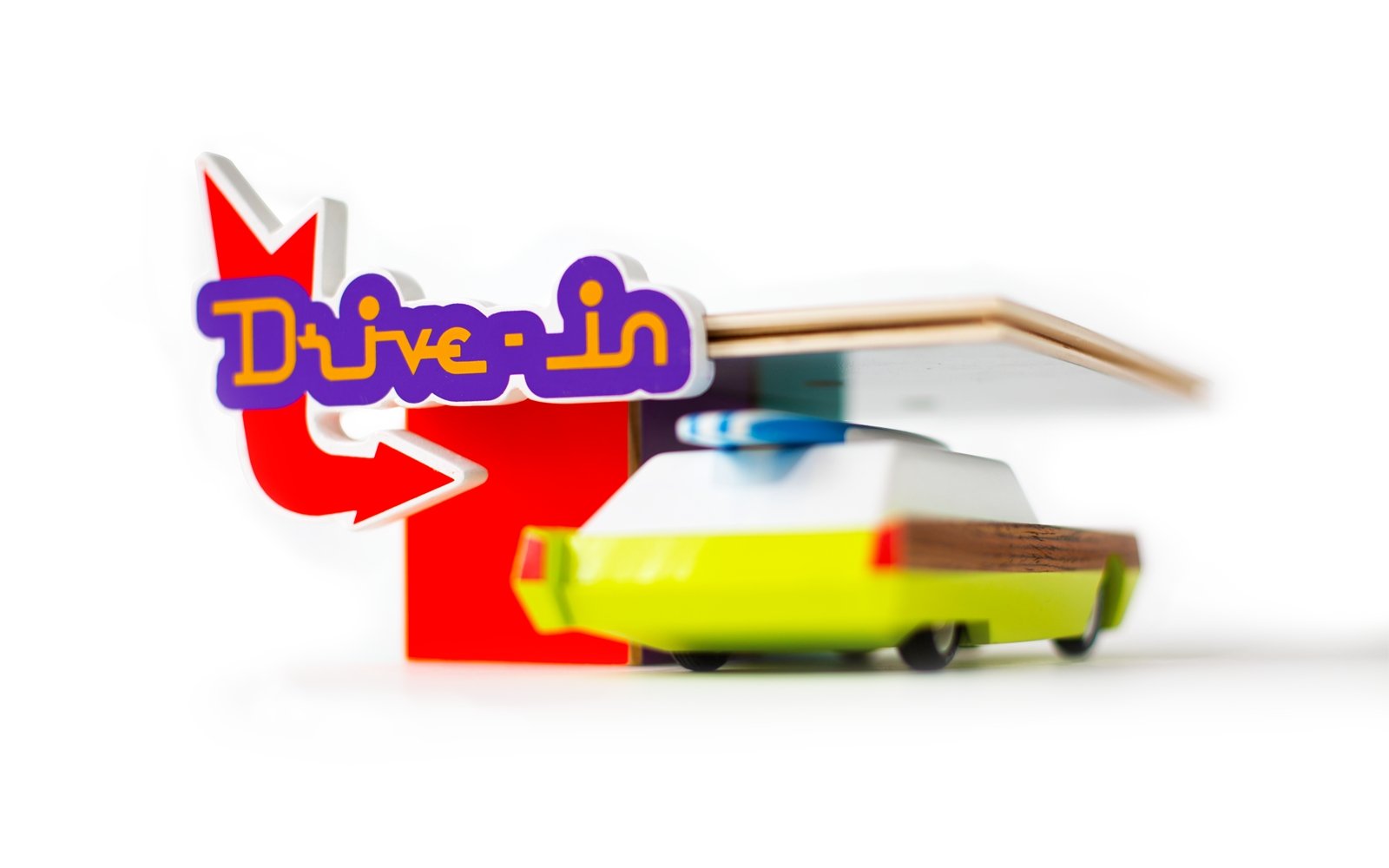 Candylab Toys Drive-in Sign - Modern Vintage Scenery - Wood Wood Toys Canada's Favourite Montessori Toy Store