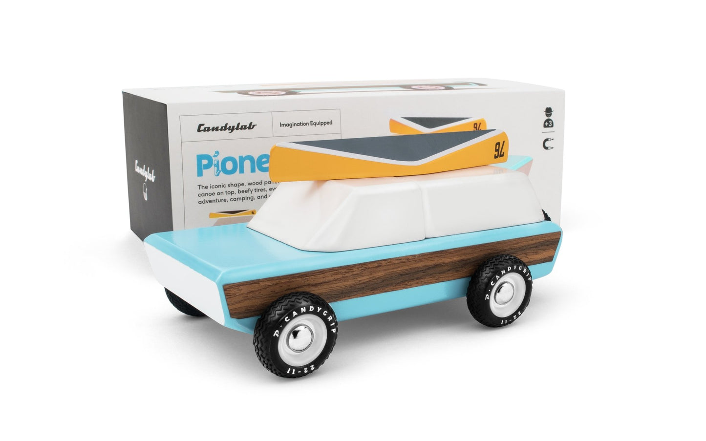 Candylab Toys Pioneer Classic with Canoe - Modern Vintage Station Wagon - Wood Wood Toys Canada's Favourite Montessori Toy Store