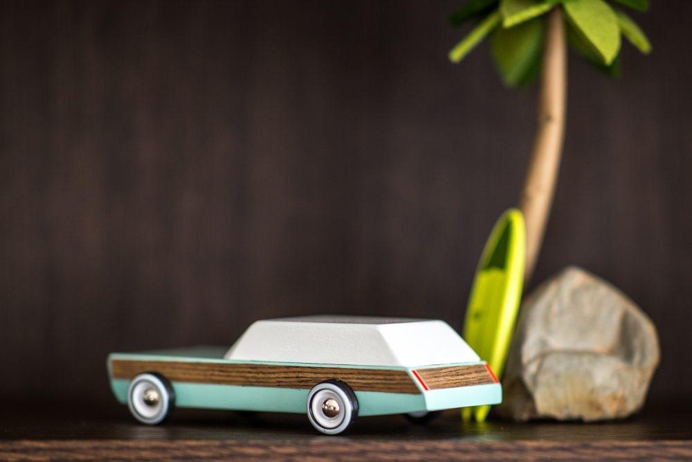 Candylab Toys Woodie Redux with Surfboard - Modern Vintage Station Wagon - Wood Wood Toys Canada's Favourite Montessori Toy Store