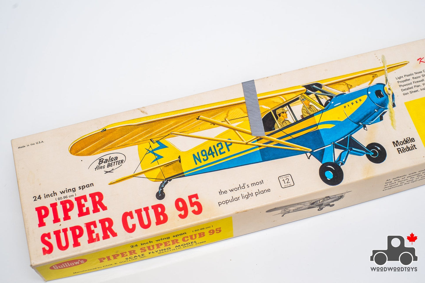 Circa 1961 Guillow's Piper Super Cub 95 Wooden Plane Model (Boxed) - Wood Wood Toys Canada's Favourite Montessori Toy Store