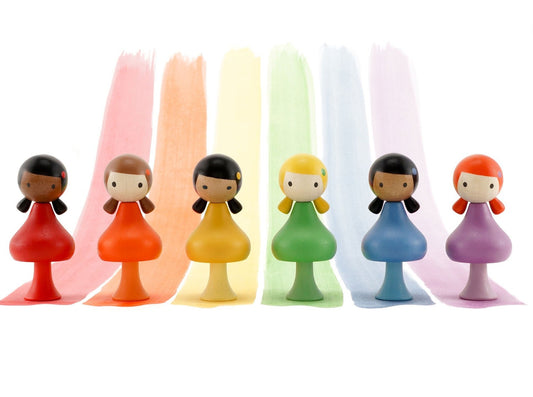 CLiCQUES Magnetic Figurines - RAINBOW Set (Ebony, Maya, Yui, Alice, Jasmine & Lizzie) - Wood Wood Toys Canada's Favourite Montessori Toy Store