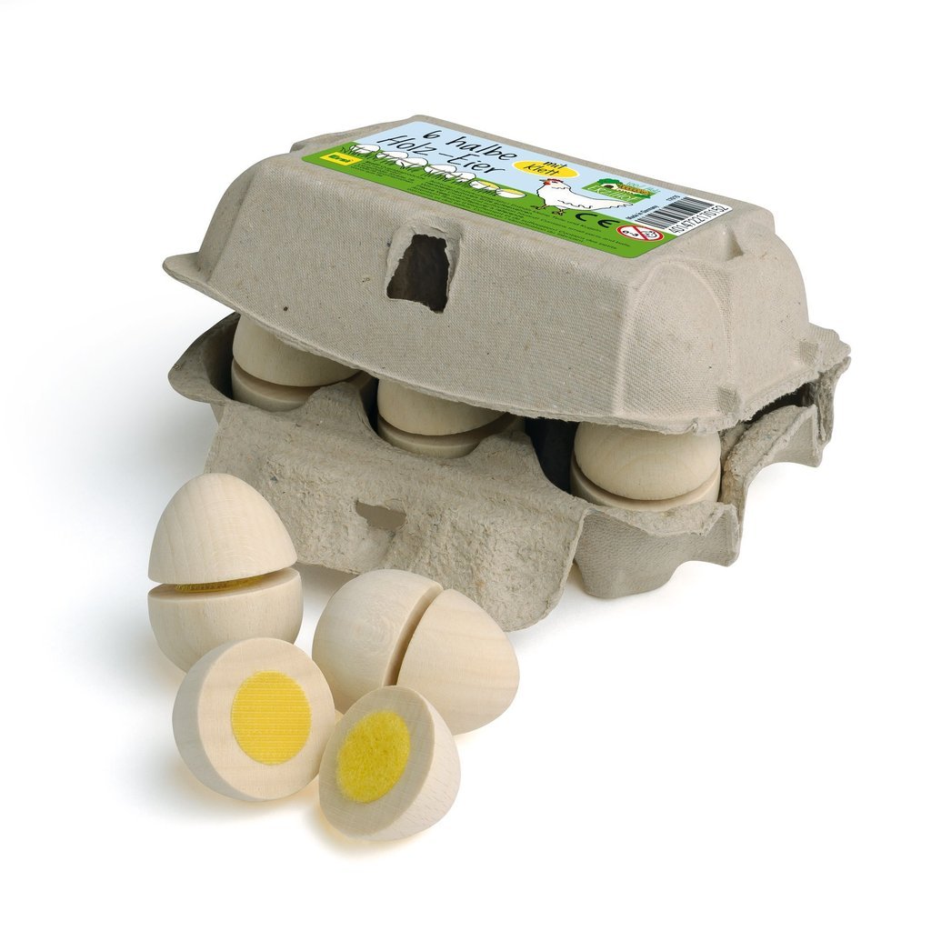 Erzi Eggs to Cut (Six Pack) - Play Food Made in Germany - Wood Wood Toys Canada's Favourite Montessori Toy Store