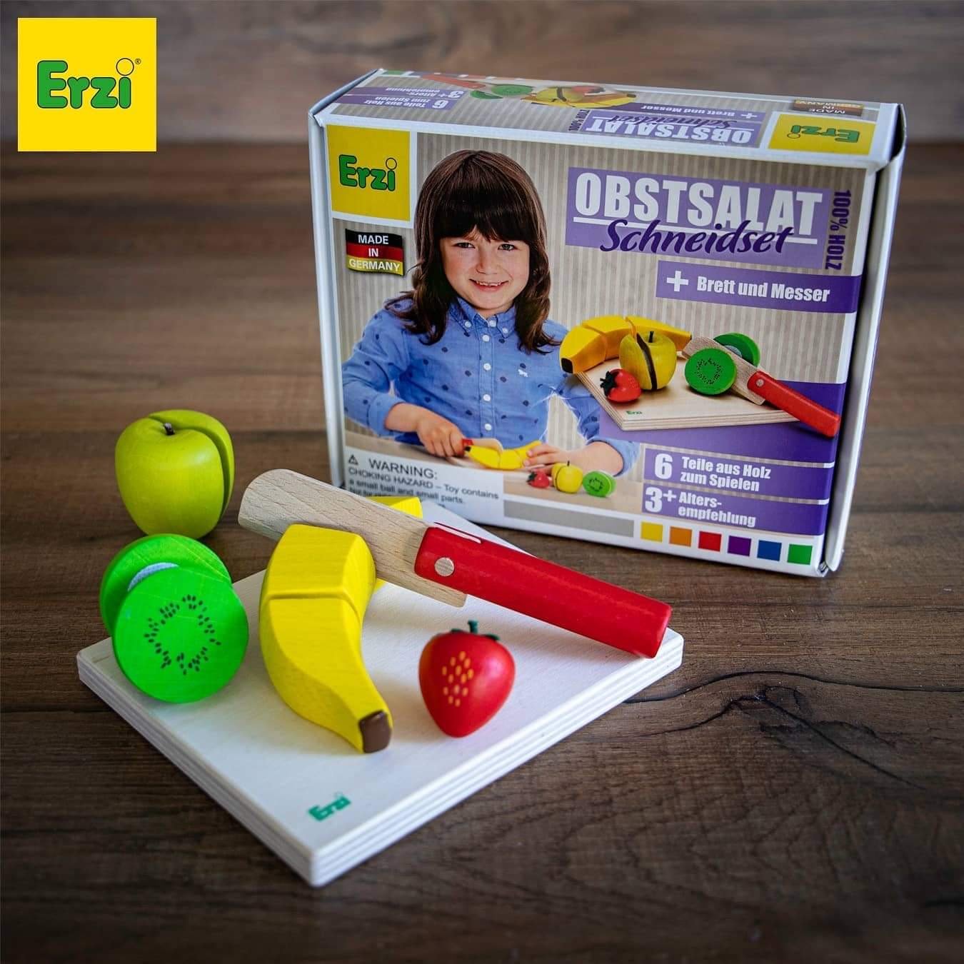 Erzi Fruit Salad Cutting Set - Play Food Made in Germany - Wood Wood Toys Canada's Favourite Montessori Toy Store