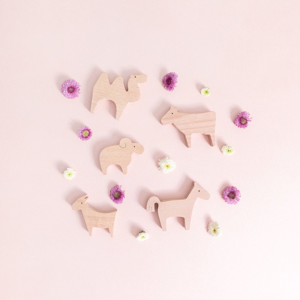 Five Wooden Animals by Avdar - Wood Wood Toys Canada's Favourite Montessori Toy Store
