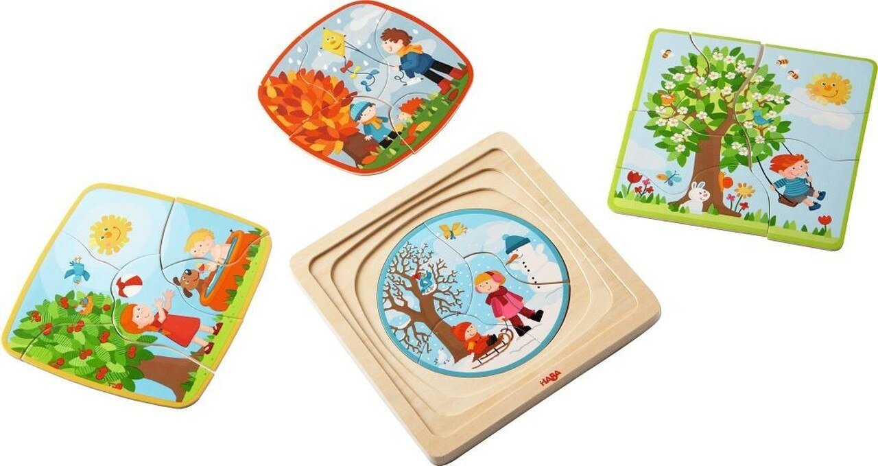HABA 4 in 1 Wooden Puzzle My Time of The Year - Wood Wood Toys Canada's Favourite Montessori Toy Store