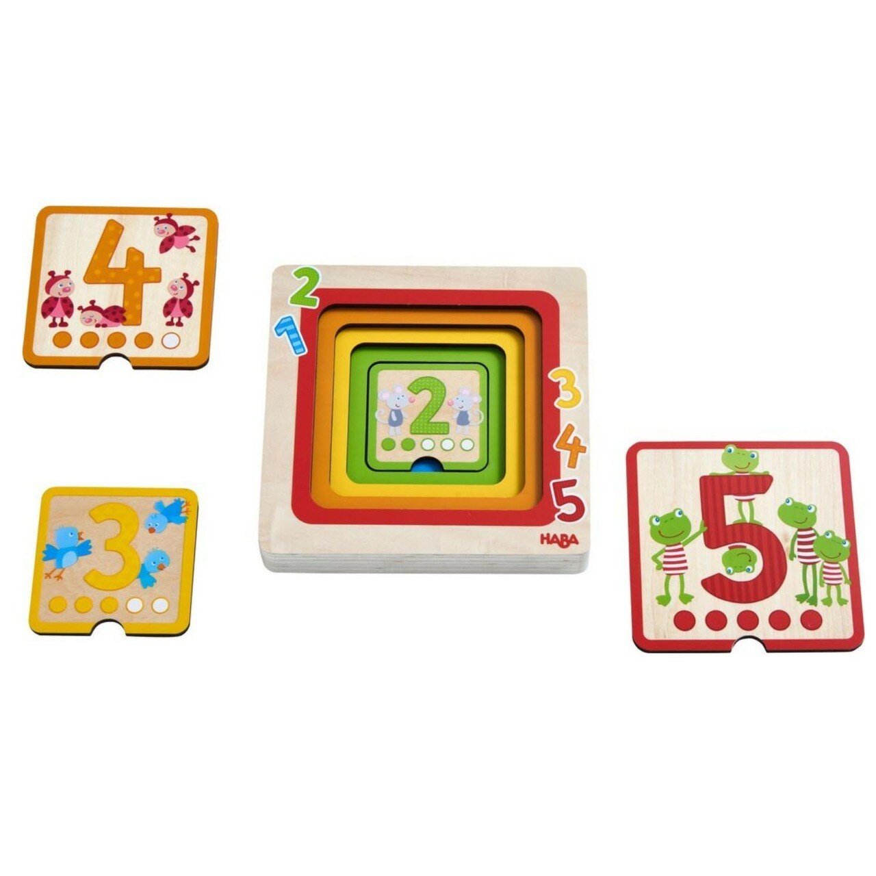 HABA Counting Friends Wood Layering Puzzle 1 to 5 - Wood Wood Toys Canada's Favourite Montessori Toy Store