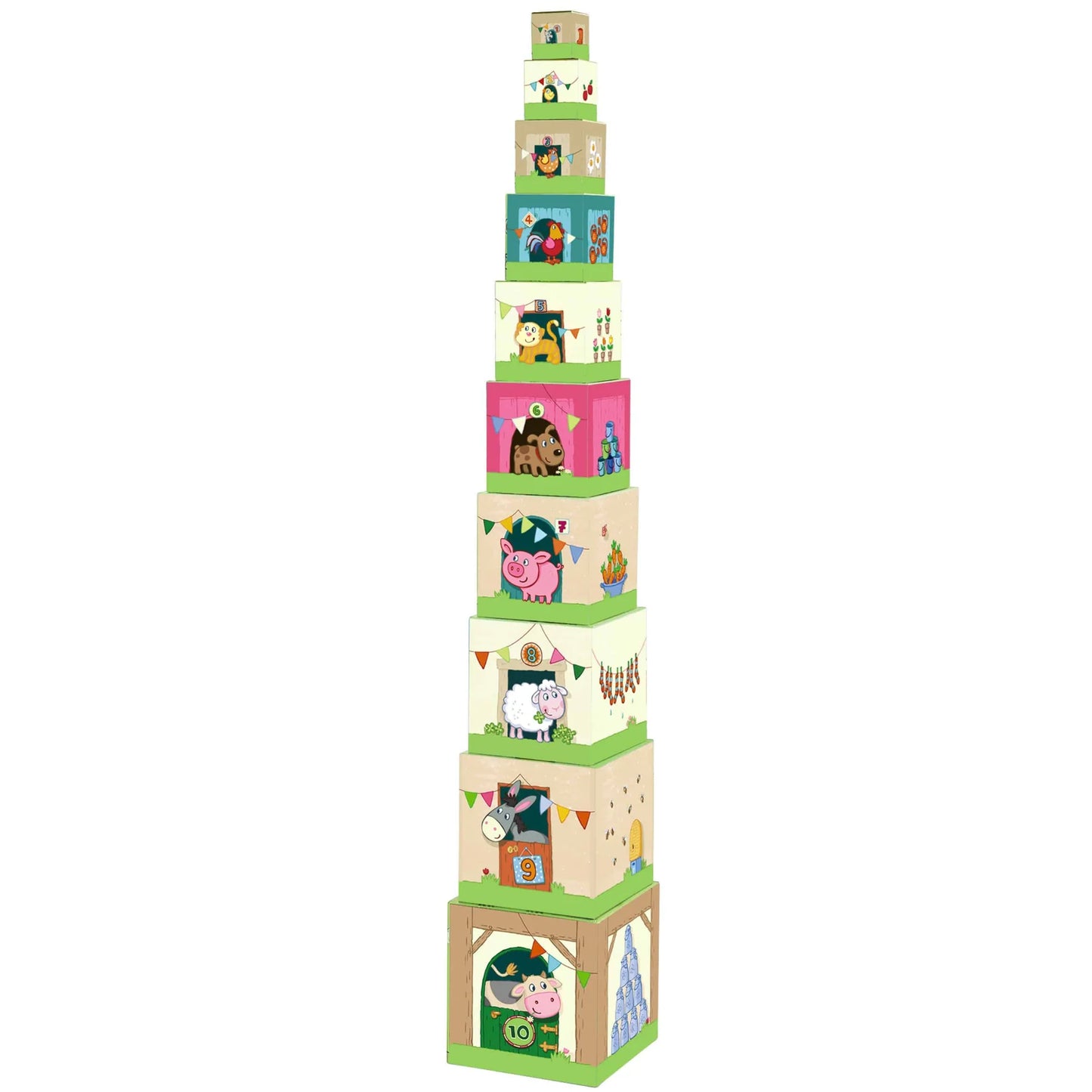 HABA On the Farm Cardboard Stacking & Nesting Cubes