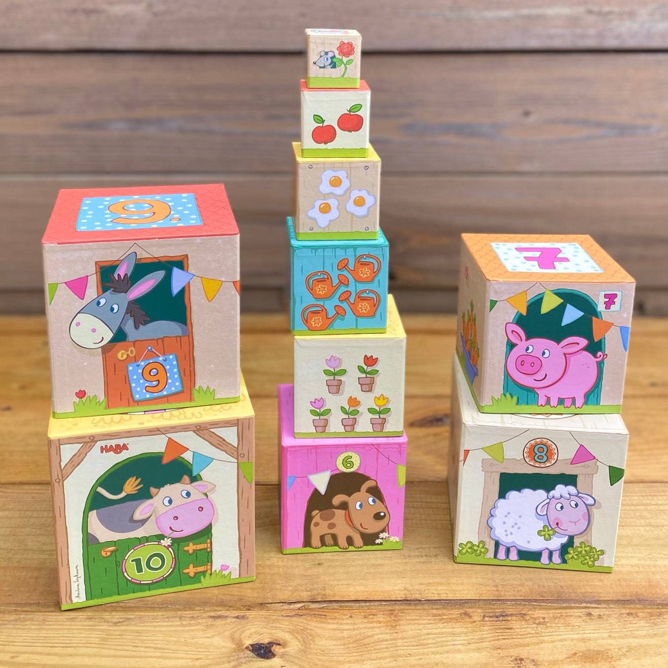 HABA On the Farm Cardboard Stacking & Nesting Cubes