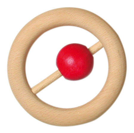 Gluckskafer - Wooden Rattle with Red Ball