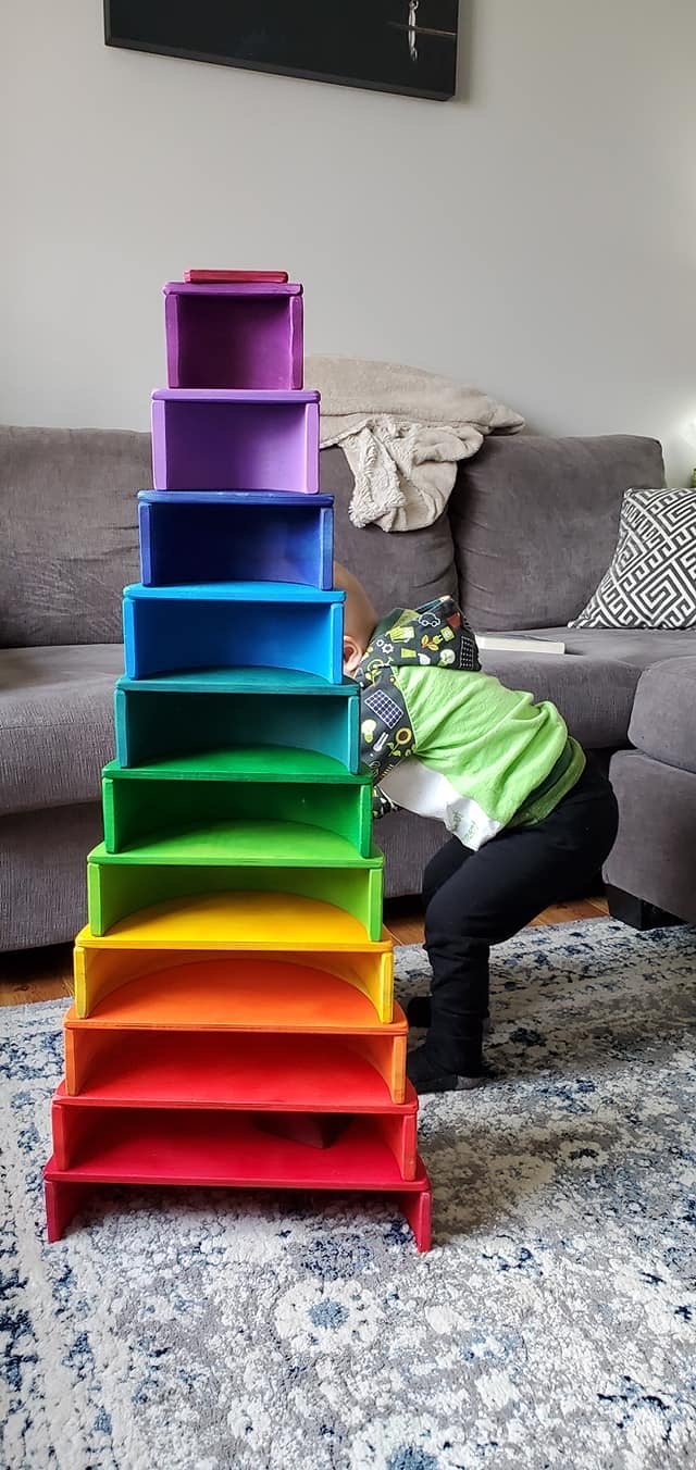 Large Rainbow Stacker by Wood Wood Toys (Made in Canada) - Wood Wood Toys Canada's Favourite Montessori Toy Store